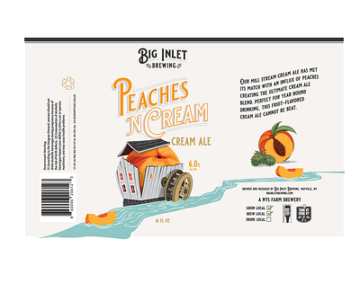 BIg Inlet Brewing - Peaches 'N Cream beer craft beer design illustration packaging vector