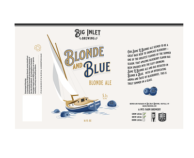 Big Inlet Brewing - Blonde & Blue Label beer craft beer design illustration packaging sailboat vector