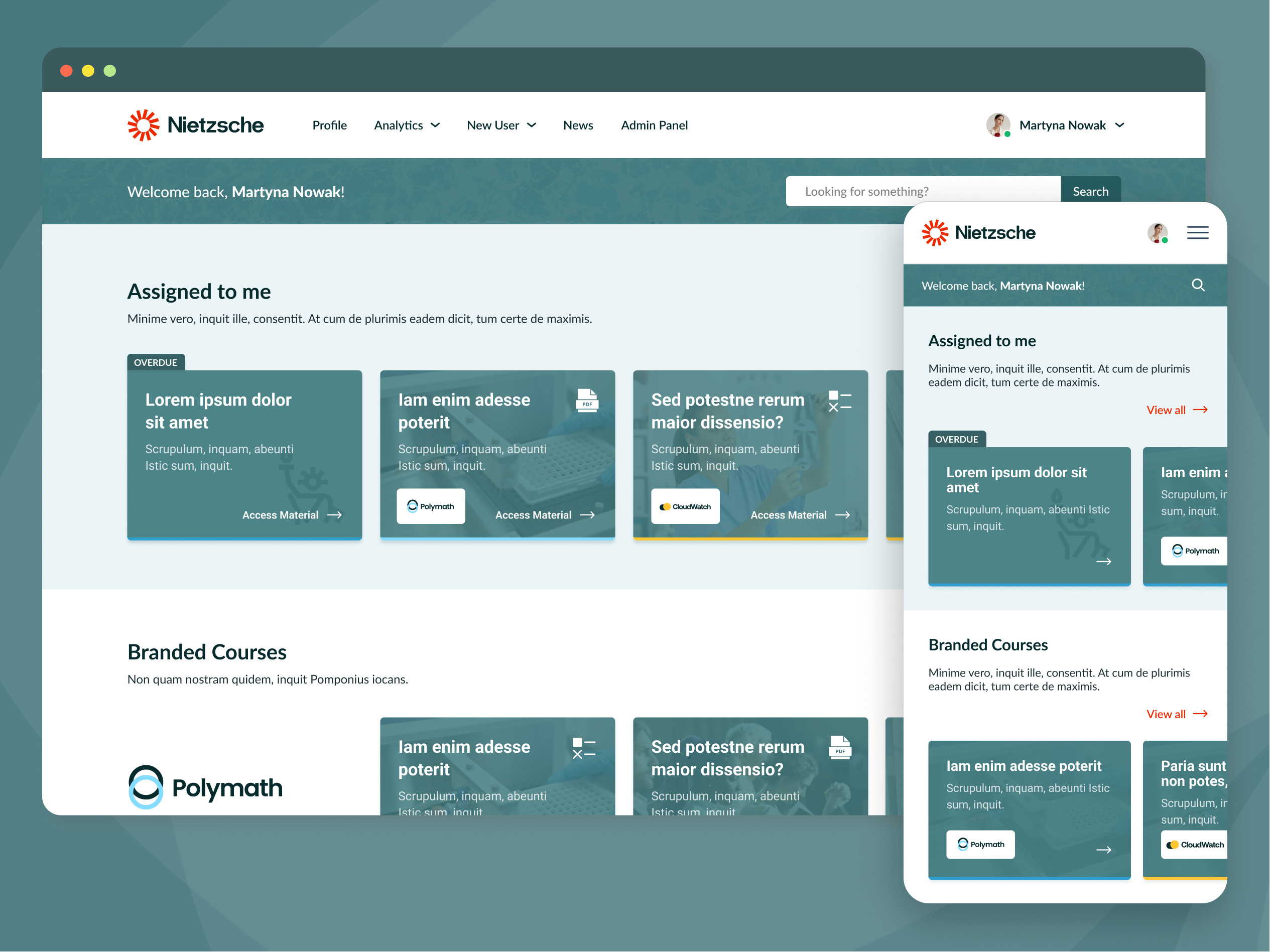 Example of E-learning Web App Homepage UI