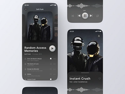 Music Player Mobile App 2d alligatoah app copenhagen daft punk denmark design freebie german mobile music player rap