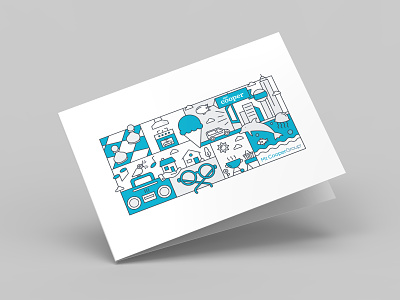 Mr. Cooper Group's Day Out Event Postcard 2d branding dallas dallas texas digital illustration event icon pattern iconography illustration minimal monoline mr cooper pattern postcard print