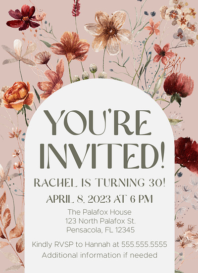 Floral Party Invitation design illustration invitation invites typography watercolor