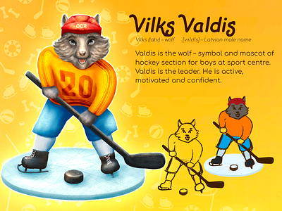 Character design for sport centre advertisement materials animal animal character animal illustration animals brand character branding character character design children illustration drawing hockey illustration wolf wolf illustration