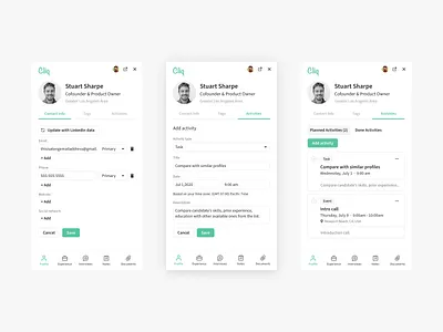 Chrome Extension for Cliq CRM + ATS app ats chrome chrome extension clean cliq crm design desktop easy emre extension interface product recruiters recruitment saas simple ui ux