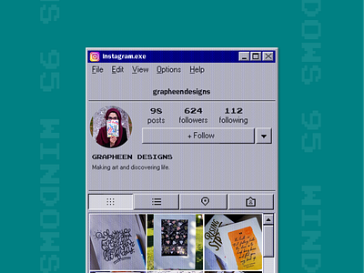 Instagram - Windows 95 UI design interfacedesign productdesign ui uiux visual design