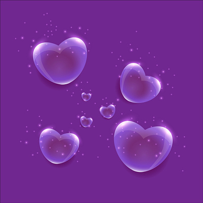 Illustration of cute 3d glass hearts 3d adobe illustrator cute design graphic design hearts illustration