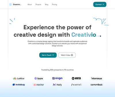 Creativio - A design agency animation app design figma typography ui ux