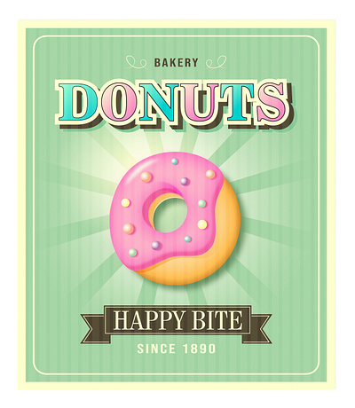 Donut promotion poster in vintage pastel style ad adobe illustrator branding cute design donut graphic design illustration logo poster