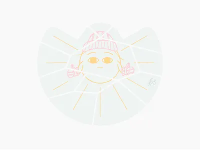 Fractured character cute fine frozen hand drawn ice illustration sun stories sunshine vector winter