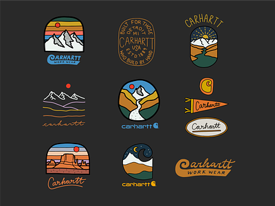 Carhartt Designs 2023 branding carhartt design graphic design illustration landscape lettering logo mountains nature outdoors t shirt