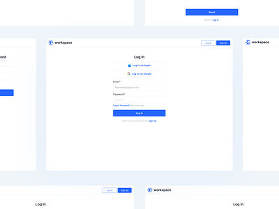 Workspace — Log In and Sign Up log in managment sign up task ui ux web