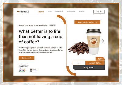 Design Challenge: Coffee to go 2023 brown buttons coffee color concept daily design dribble figma latest layout logo shot trending typography ui webpage