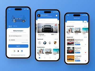 Car Rental Mobile App app car rental app design forgot password ui login ui logo sign up ui typography ui uiux ux