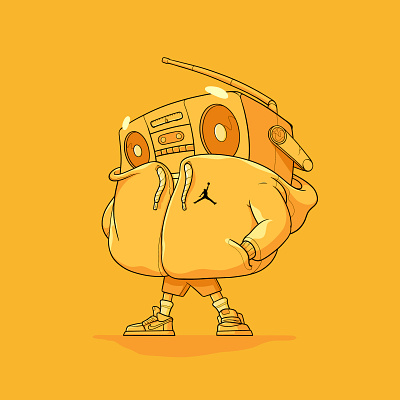 Mr. Boom boombox character design gold golden illustration jordan musictape nft