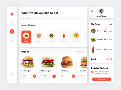 Foods admin panel design mobile app typography ui ux