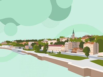 Belgrade Old Town Panorama architecture belgrade flat illustration infographic motion graphic old town pastel serbia