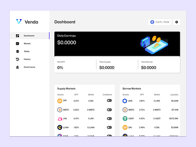 Defi Lending and Borrowing Platform design ui ux