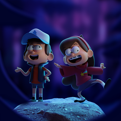 Dipper and Mable Pines 3d character character design fanart illustration