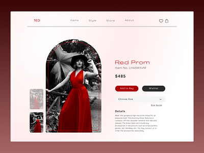 Red, Fashion Product Page branding fashion monochromatic product page red ui website woman