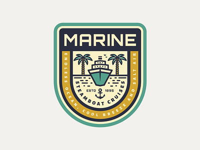 Marine emblem branding cruise design emblem graphic design illustration logo marine nautical palm sea ship travel vector