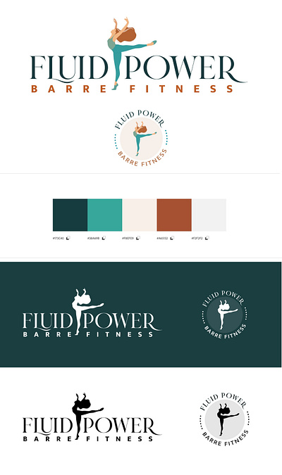 Fluid Power Barre Fitness Project branding graphic design logo design website design