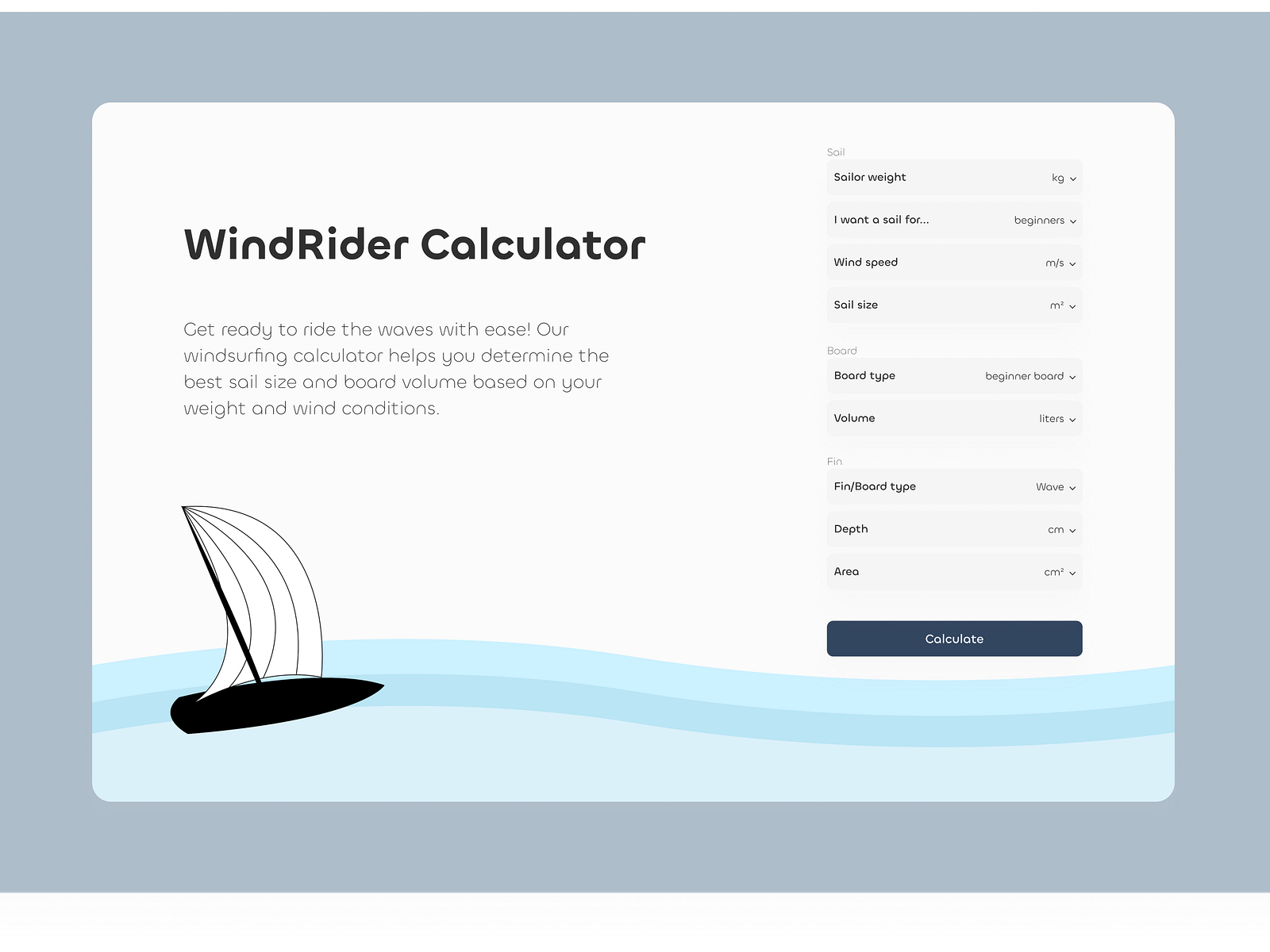 Windsurfing Calculator by Yuliia Bober🌻 on Dribbble