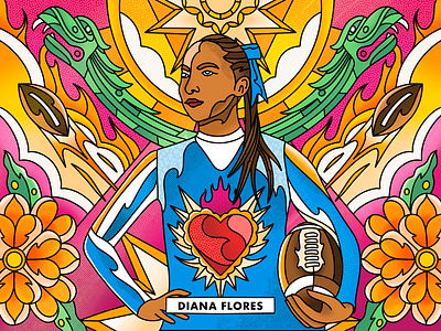 Diana Flores Super Bowl Illustration arte mexicano illustration ipad illustration mexican art procreate