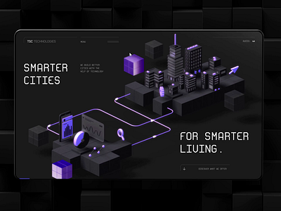 Smart City — Web UI & 3D Design 3d 3d animation 3d city 3d illustration animation city interaction interactive design neon smart city smart home technologies ui ui design web web design