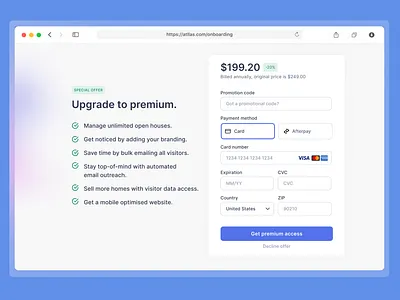 Paywall design for Atllas design payment paywall ui uidesign uidesigner uiux upgrade ux uxdesign