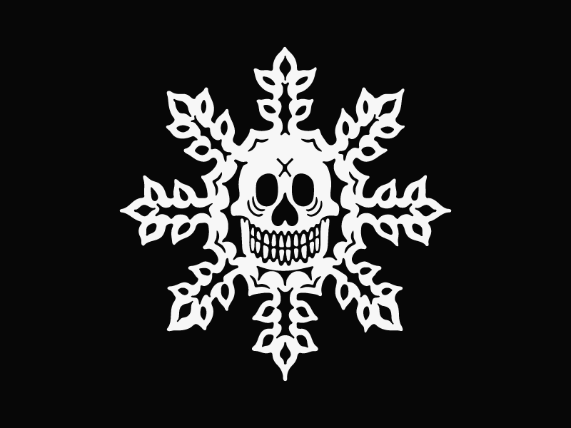 Deadly snowflake - Digital illustration black and white dark art hand drawn illustration l skull art