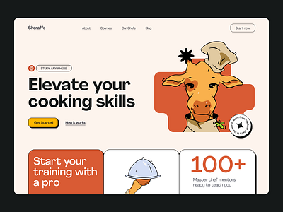 Cheraffe - Branding / UI / Illustration brand design branding character cheef cook cooking courses design giraffe graphic design illustration logo mascot ui vector web design