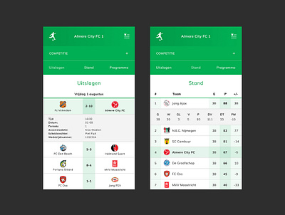 Club App - Voetbal Media frontend ui ux webapp