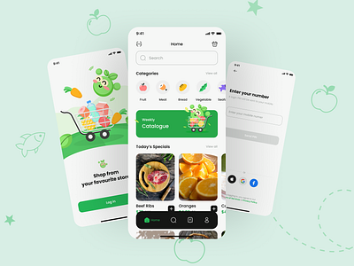 Food Delivery App app branding delivery design food green illustration ios mobile mobile app ui ux white