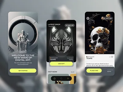 Moon - NFT Marketplace App UI Design digitaldesigner interfacedesign mobileappdesign mobiledesign nft ui uidesign uxui
