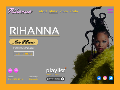Rihanna Website branding contest figama logo photos plugins rihanna singer ui ux