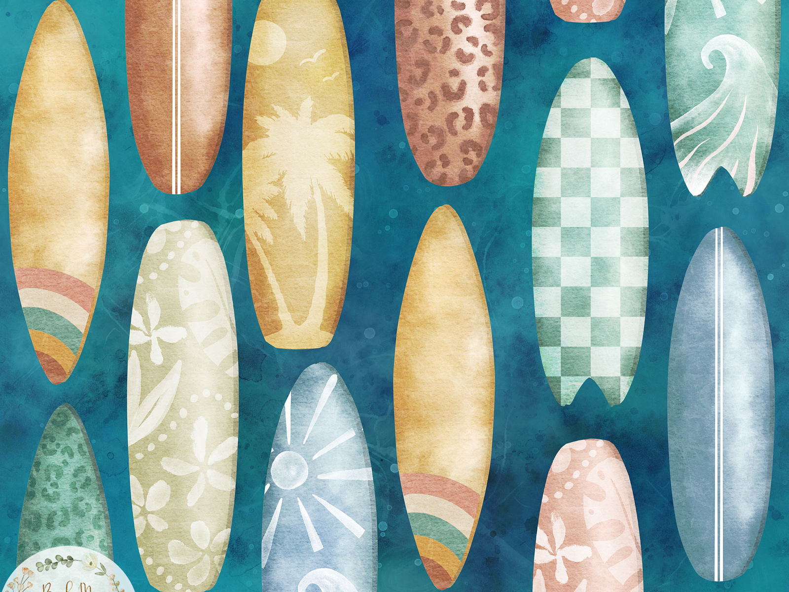 Surfboard Seamless Pattern by Claire Macmenemey on Dribbble