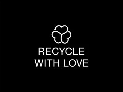 Recycle with Love 2d adobe illustrator black brand branding clean daily design flat geometric graphic design icon logo logodesign love modern monoline recycle symbol vector