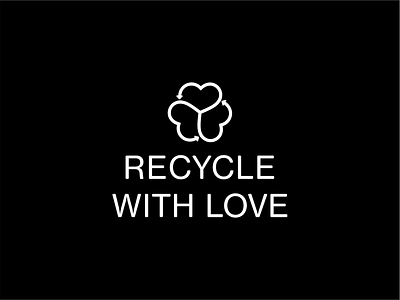 Recycle with Love 2d adobe illustrator black brand branding clean daily design flat geometric graphic design icon logo logodesign love modern monoline recycle symbol vector