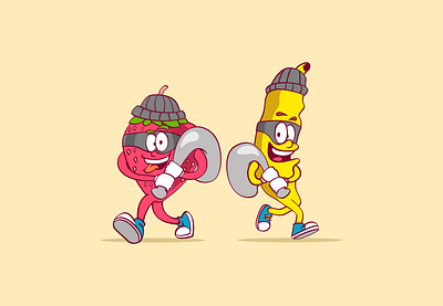 Fruit Robber banana coreldraw design food and drink fruit fruit graphic fruit symbol illustration illustrator logo strawberry vector
