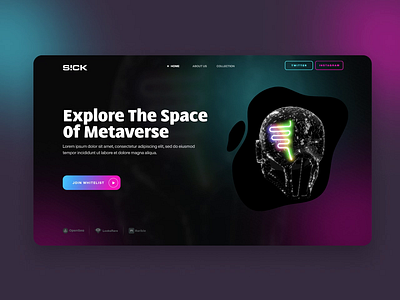 S!CK - Landing page 3d animated animation bitcoin blockchain crypto dark design graphic design illustration landing logo motion graphics nft ui ux web design