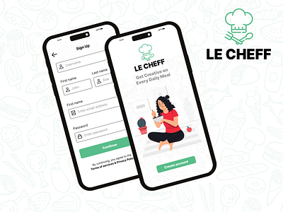 Le Cheff - sign up flow dailyui mobile ui