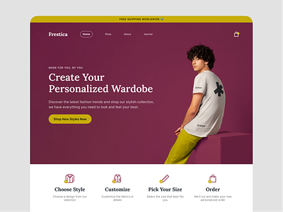 🥼 Frestica - Fashion Landing Page apparel clean clothes clothing customize ecommerce fashion fashion web home page landing page modern store style ui uiux wear web web fashion website