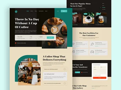 Coffee Shop Landing Page Website clean coffee shop modern responsive web restaurant ui design uiux design ux design web design