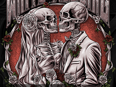 White Wedding apparel clothing comission open commission couple devil flower halloween horror monster nft nft artist romance rose skull skull wedding valentine wedding wedding flower white wedding