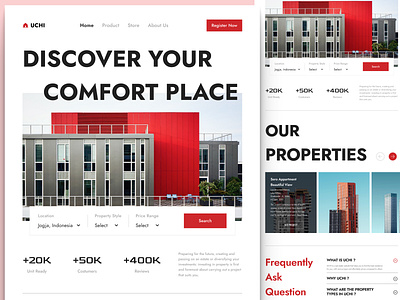 Uchi - Real Estate Landing Page app design landing page mobile mobile app properti properti website real estate ui ui design website