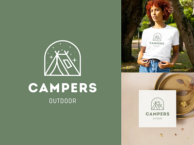 Camping Outdoor Logo brand branding camper camping design green illustration logo logo maker outdoor tent