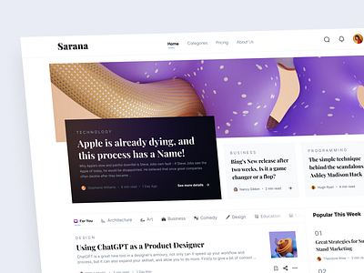 Sarana - Article Landing Page article article detail blog landing page media news news portal portal read reading ui ui design web web design website writer