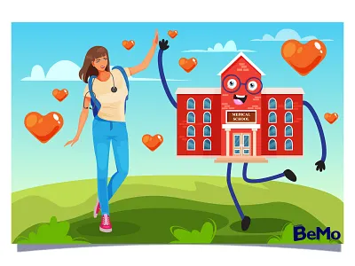 Collaboration of Student and School 2d illustration adobe illustrator cc blog design flat graphic design illustration