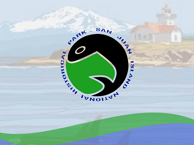 logo design | San Juan Island National Historical Park brand branding design fish graphic design illustration logo logo design nature orca orca whale park virtual identify whale