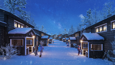 CGI - GammelG 3d 3dsmax archviz coronarender exterior night render snow visualization